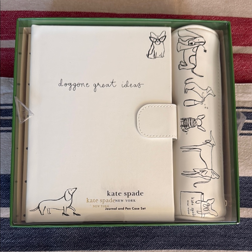 Kate Spade White Dog Illustration Journal Set